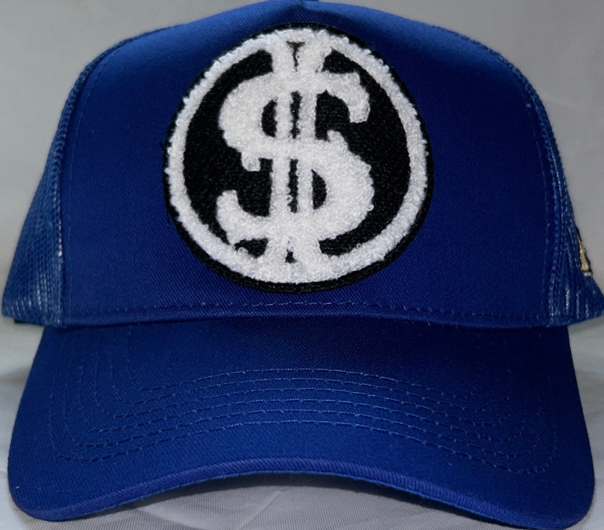 TRUCKER HATS WITH ROUND DOUBLE $ PATCH