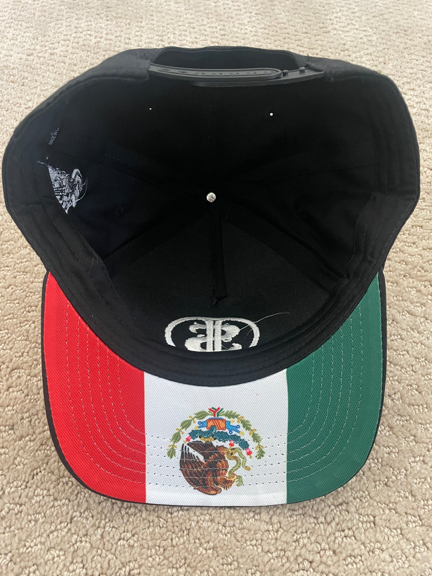 ROUND EMBROIDERED DOUBLE $ SNAPBACK WITH MEXICAN FLAG ON THE BRIM